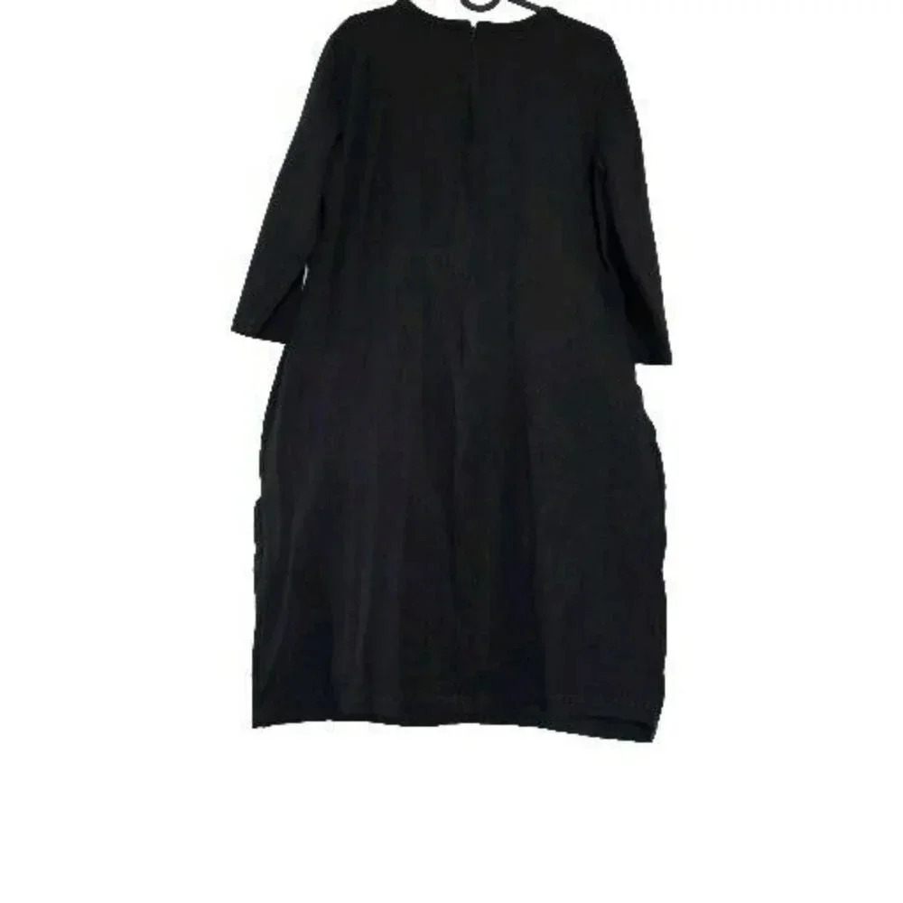 Nicole by Nicole Miller Size XL Black Dress 3/4 Sleeves Patchwork Suede Design